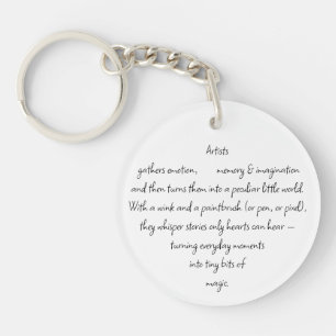 Heart Words Explaining and Artist Whimsical Art Key Ring