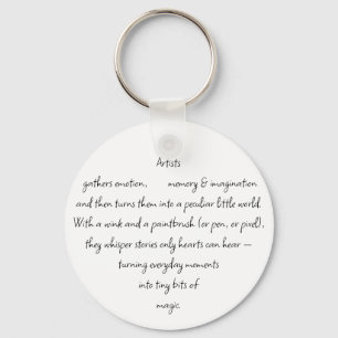 Heart Words Explaining and Artist Whimsical Art Key Ring