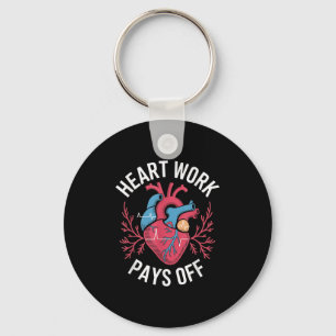 Heart Work Pays Off Anatomical Heart Design Key Ring
