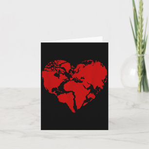 Heart World Map Peace Kindness Lover Card