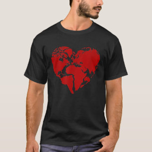 Heart World Map Peace Kindness T-Shirt