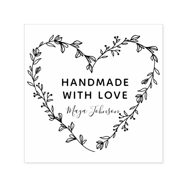 Heart Wreath Handmade With Love Self-inking Stamp (Design)