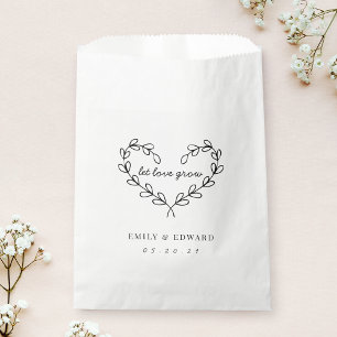 Heart Wreath Let Love Grow Wedding Flower Seeds Favour Bag