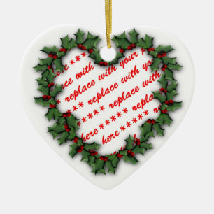Heart Wreath Photo Frame Ceramic Tree Decoration