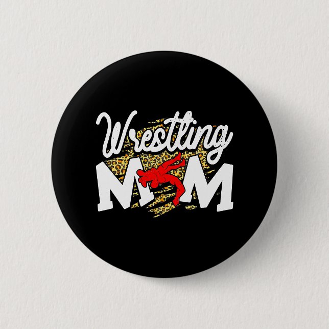 Heart Wrestling Mum Mama Martial Art Leopard 6 Cm Round Badge (Front)