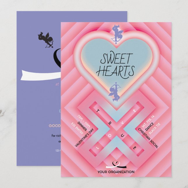 Heart X Sweet Hearts Invitation (Front/Back)