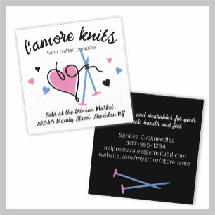 Heart yarn love knitting needles business cards