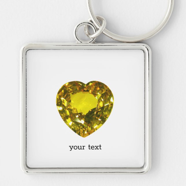 Heart Yellow Gemstone Key Ring (Front)