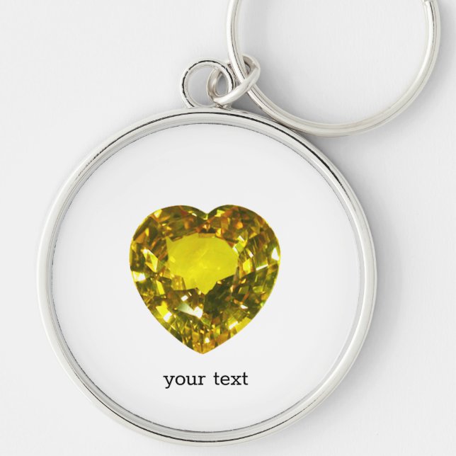 Heart Yellow Gemstone Key Ring (Front)