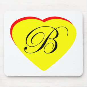 Heart Yellow Red B Wedding Invitation The MUSEUM Z Mouse Pad