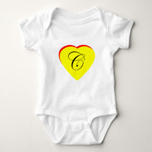 Heart Yellow Red C Wedding Invitation The MUSEUM Z Baby Bodysuit