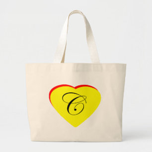 Heart Yellow Red C Wedding Invitation The MUSEUM Z Large Tote Bag