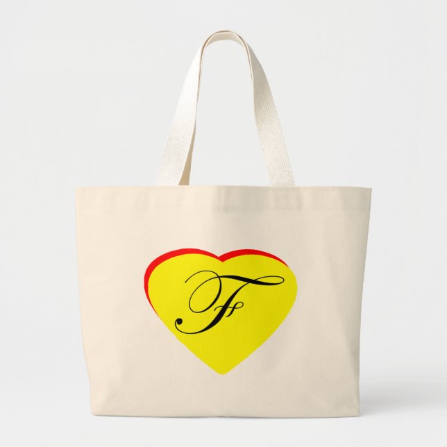 Heart Yellow Red F Wedding Invitation The MUSEUM Z Large Tote Bag (Front)