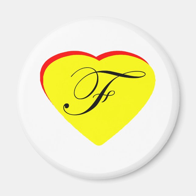 Heart Yellow Red F Wedding Invitation The MUSEUM Z Magnet (Front)