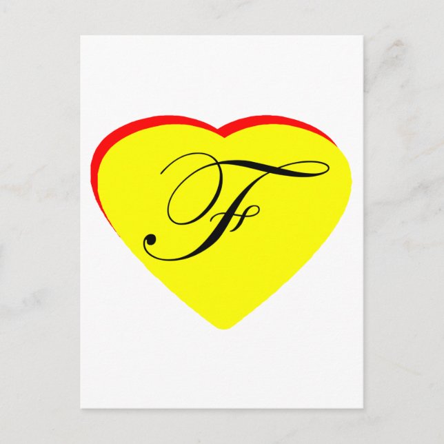 Heart Yellow Red F Wedding Invitation The MUSEUM Z Postcard (Front)