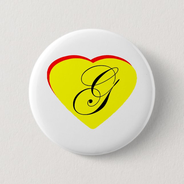 Heart Yellow Red G Wedding Invitation The MUSEUM Z 6 Cm Round Badge (Front)