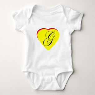 Heart Yellow Red G Wedding Invitation The MUSEUM Z Baby Bodysuit
