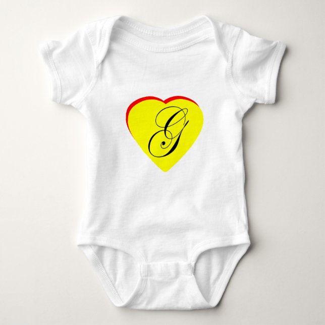 Heart Yellow Red G Wedding Invitation The MUSEUM Z Baby Bodysuit (Front)