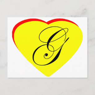 Heart Yellow Red G Wedding Invitation The MUSEUM Z Postcard