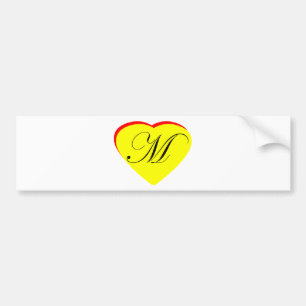 Heart Yellow Red M Wedding Invitation The MUSEUM Z Bumper Sticker