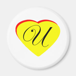 Heart Yellow Red U Wedding Invitation The MUSEUM Z Magnet