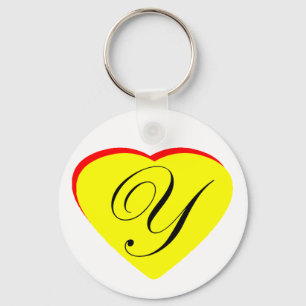 Heart Yellow Red Y Wedding Invitation The MUSEUM Z Key Ring