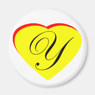Heart Yellow Red Y Wedding Invitation The MUSEUM Z Magnet