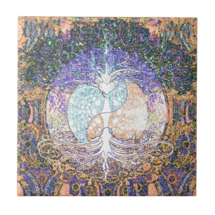 Heart, yin yang, tree of life by Amelia Carrie Tile