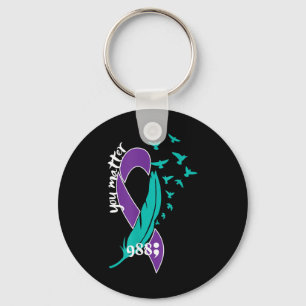 Heart You 988 Suicide Prevention Awareness Key Ring