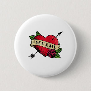 Heart You And Me Tattoo Raglan Baseball Tee_1 6 Cm Round Badge