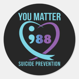 Heart You Problem 988 Suicide Prevention Awareness Classic Round Sticker