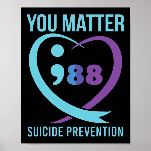 Heart You Problem 988 Suicide Prevention Awareness Poster (Front)