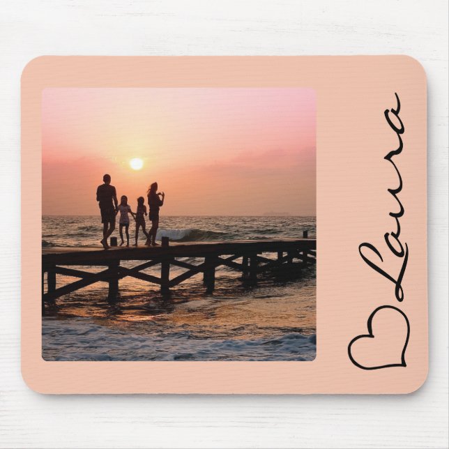 Heart Your Name Photo Script Custom Gift Mouse Pad (Front)