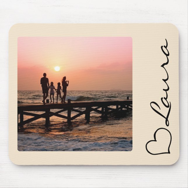 Heart Your Name Photo Script Custom Gift Mouse Pad (Front)