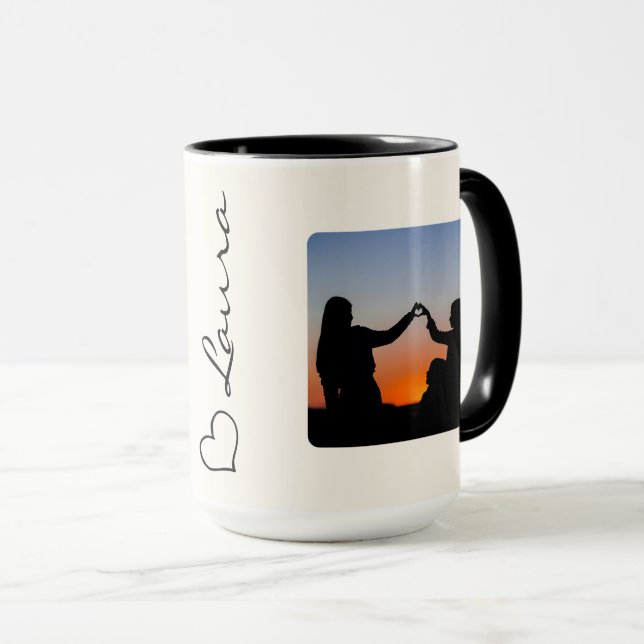 Heart Your Name Photo Script Custom Gift Mug (Front Right)