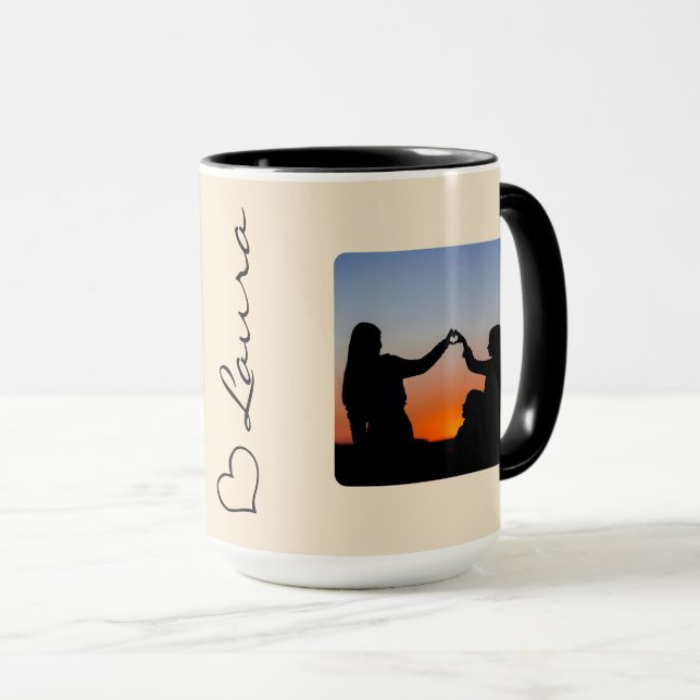Heart Your Name Photo Script Custom Gift Mug (Front Right)