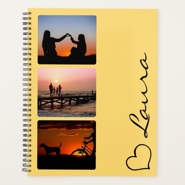 Heart Your Name Photo Script Custom Gift Planner (Front)