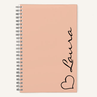 Heart Your Name Script Custom Gift Notebook