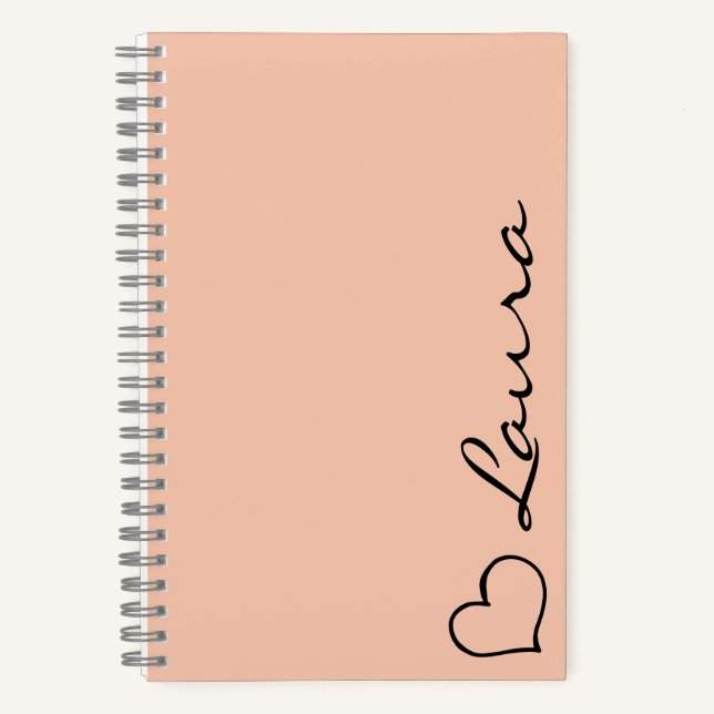 Heart Your Name Script Custom Gift Notebook (Front)