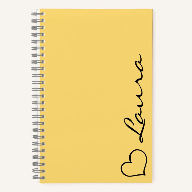Heart Your Name Script Custom Gift Notebook (Front)