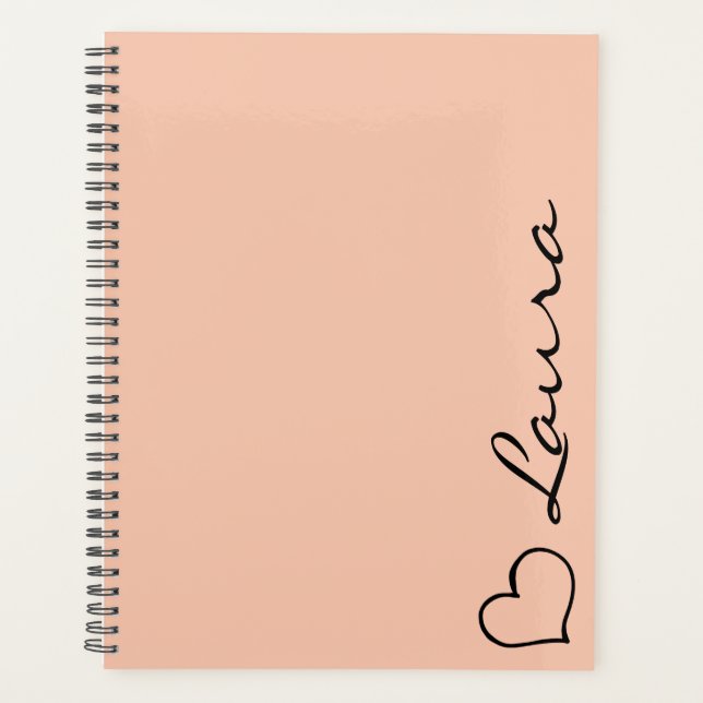 Heart Your Name Script Custom Gift Planner (Front)