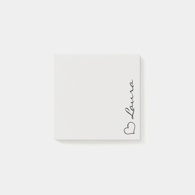 Heart Your Name Script Custom Gift Sticky Notes (Front)