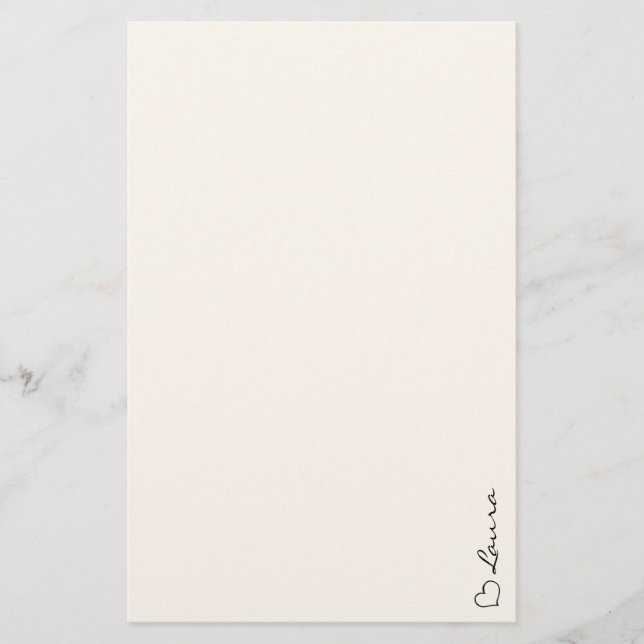 Heart Your Name Script Custom Stationery Paper (Front)