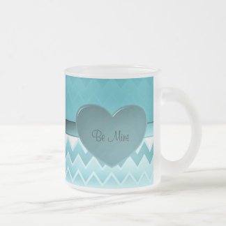 Heart zigzag-Teal Frosted Glass Coffee Mug