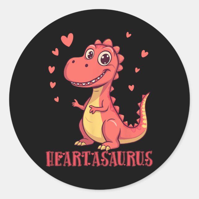 Heartasaurus Cute Dinosaur Valentine Design  Classic Round Sticker (Front)