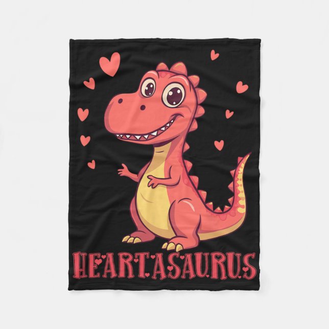 Heartasaurus Cute Dinosaur Valentine Design  Fleece Blanket (Front)