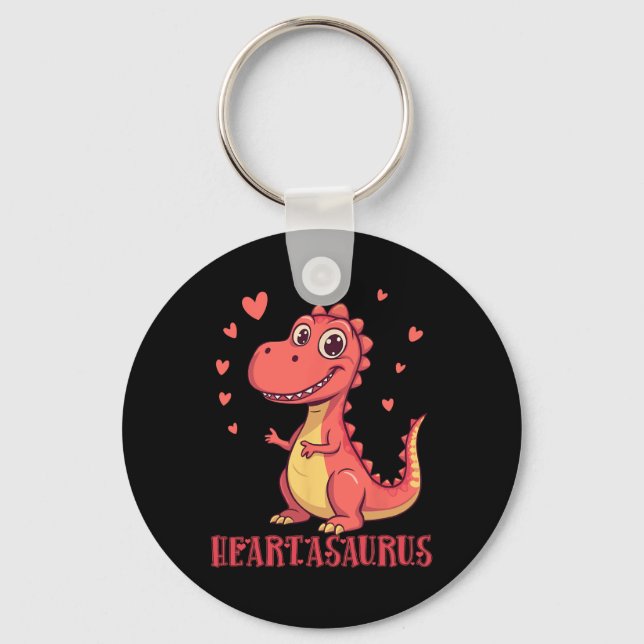 Heartasaurus Cute Dinosaur Valentine Design  Key Ring (Front)