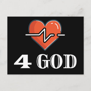 Heartbeat 4 God Red and White Postcard