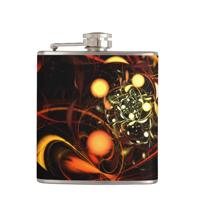 Heartbeat Abstract Art Hip Flask (Front)