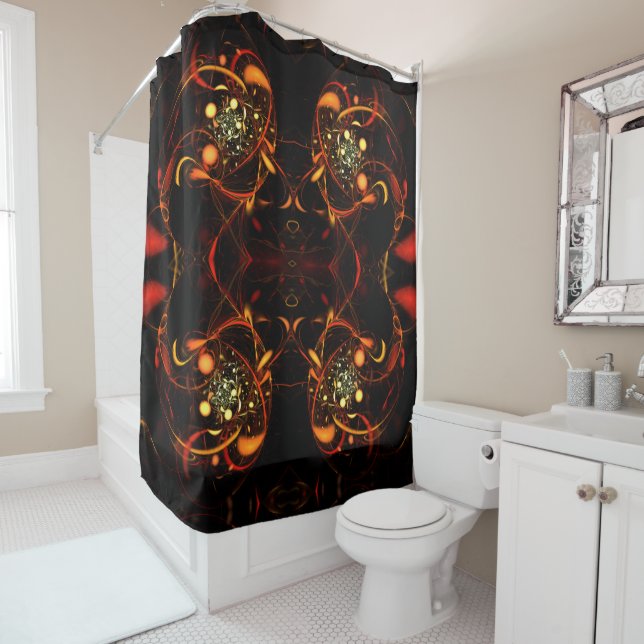 Heartbeat Abstract Art Shower Curtain (In Situ)